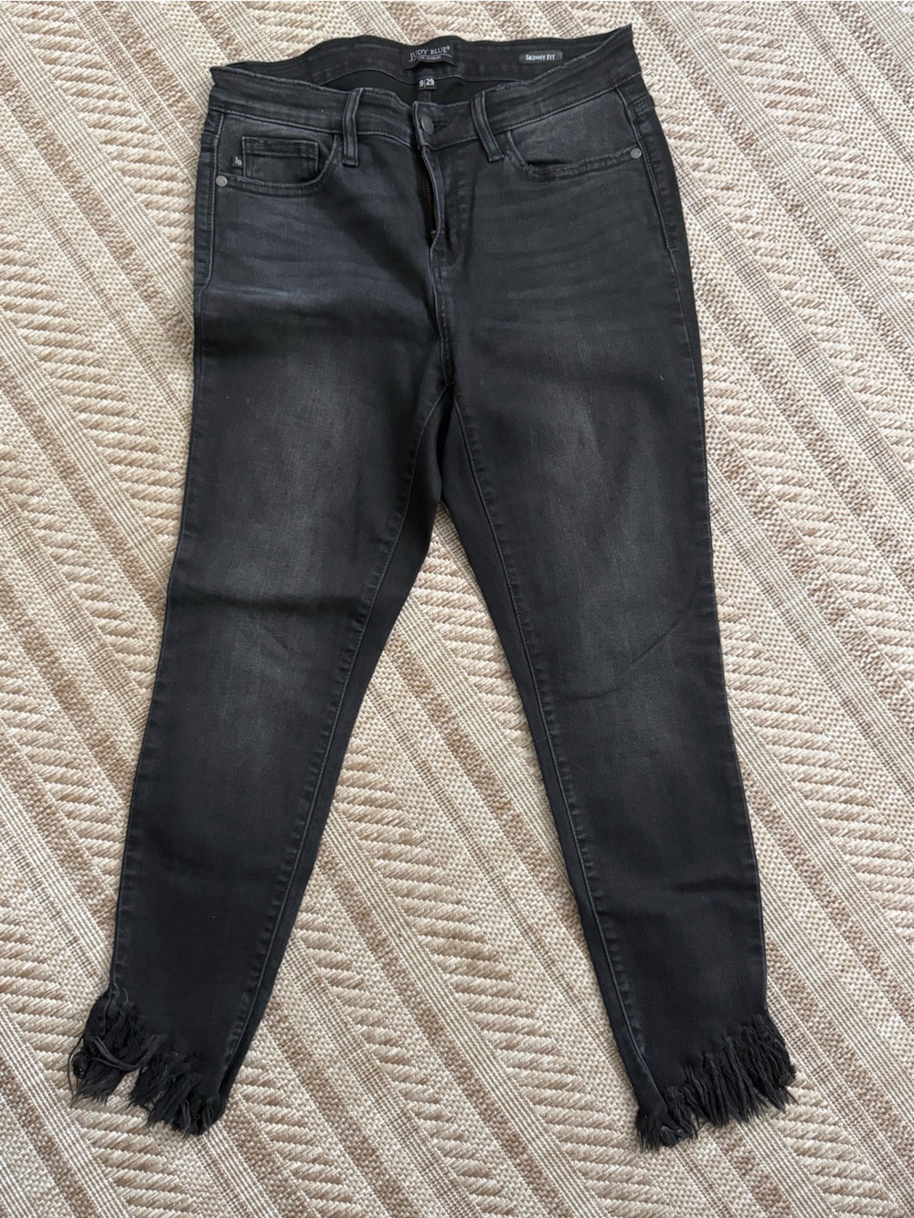 Judy Blue Black Fringe Hem Skinny Jeans - Picture 3 of 4